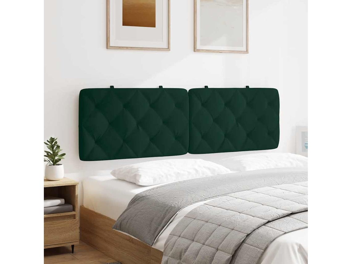 Vidaxl Almofadão De Cabeceira 160 Cm Veludo Verde-escuro