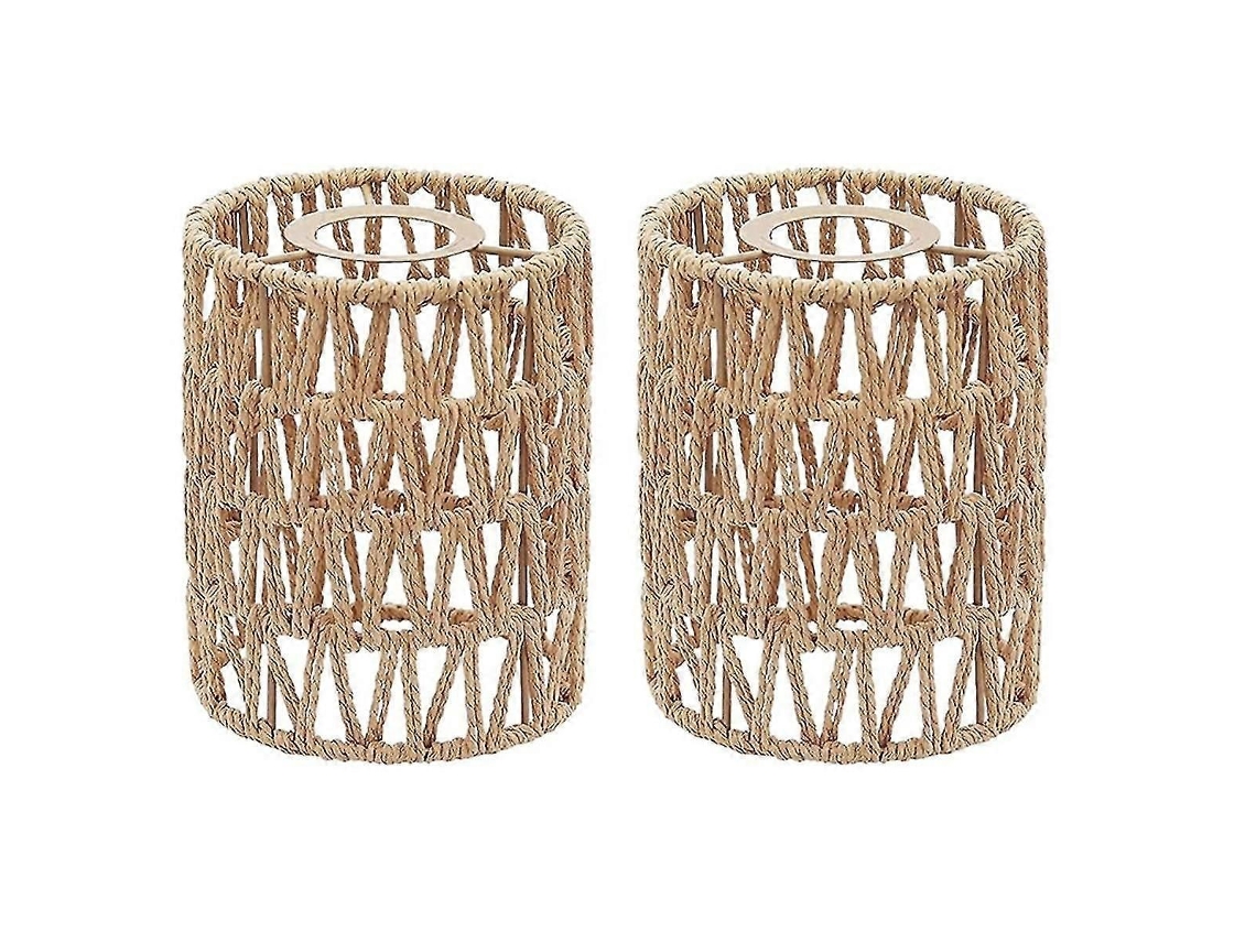 2 Abajures De Rattan Trançado À Mão, 5,9 X 5 Polegadas, Para Luminária De Chão Ou Pendente