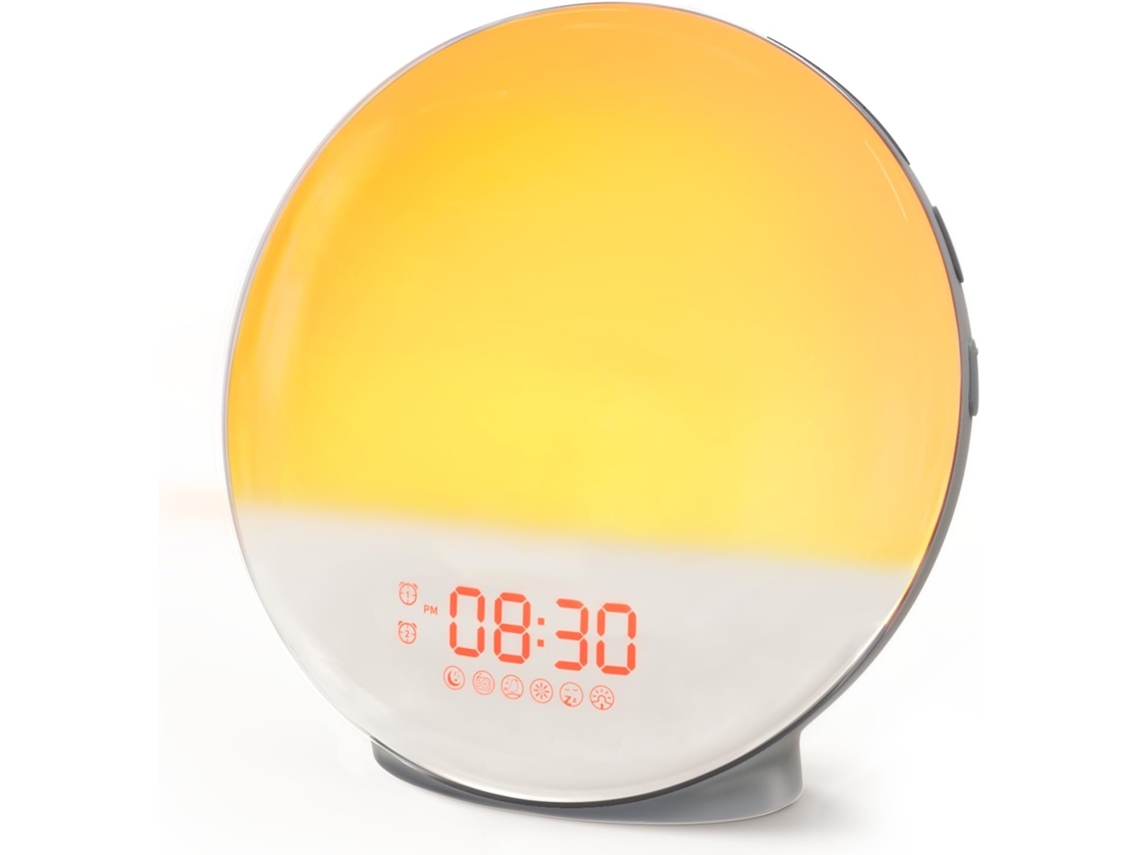 Despertador Cinza Sunrise Para Quem Dorme Pesado, Luz De Despertar Com Simulação De Nascer/pôr Do Sol (branco)