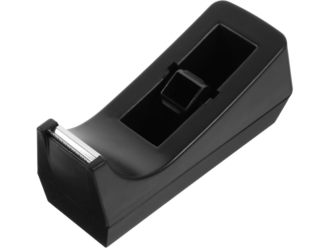 Dispensador adesivo pequeno Ganazono para mesa e escola, plástico e aço inoxidável, preto, bordas lisas.