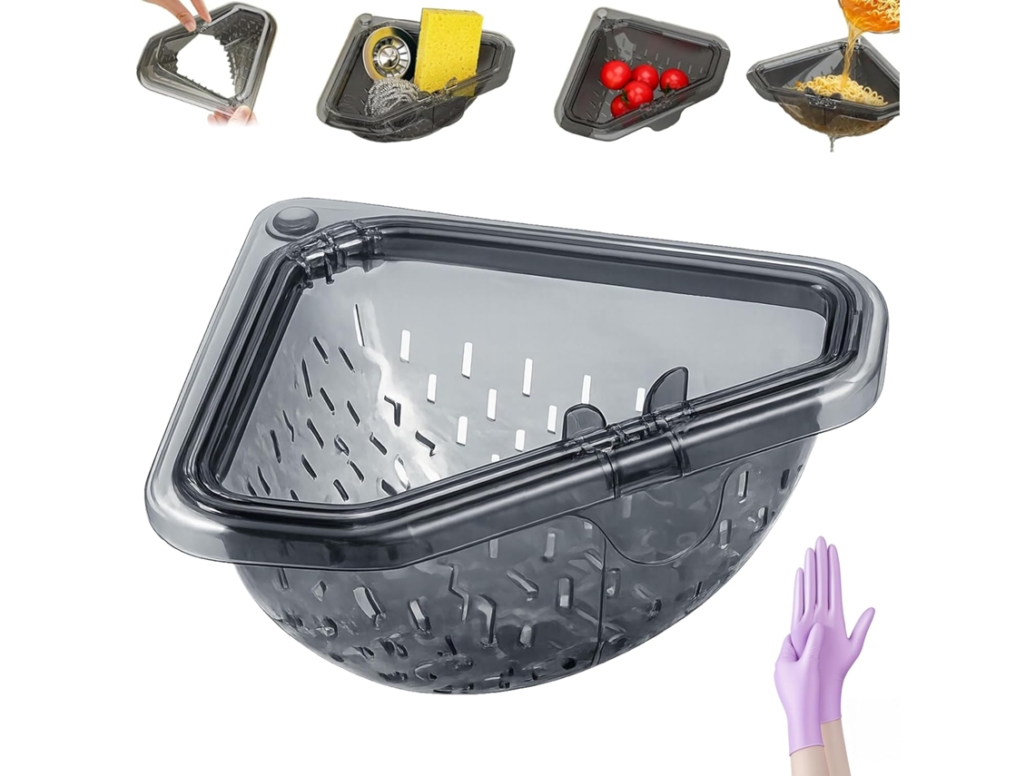 Cesto Escorredor De Canto Triangular Magnético Para Pia, Abs 17 Cm Com