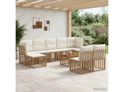 Vidaxl Conjunto De Sofás Para Exterior 10 Pcs Natural E Branco Creme