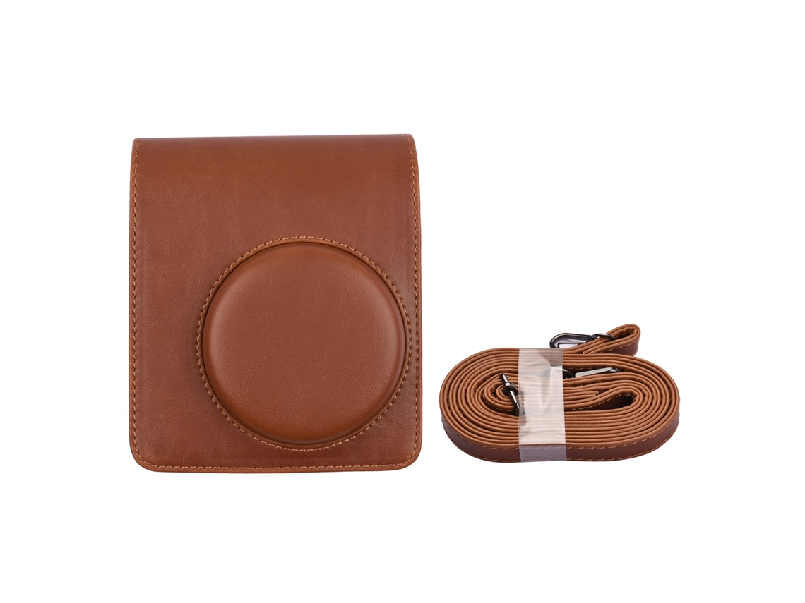Capa protetora para câmera Fujifilm Mini 40, em couro PU, com alça ajustável e removível.