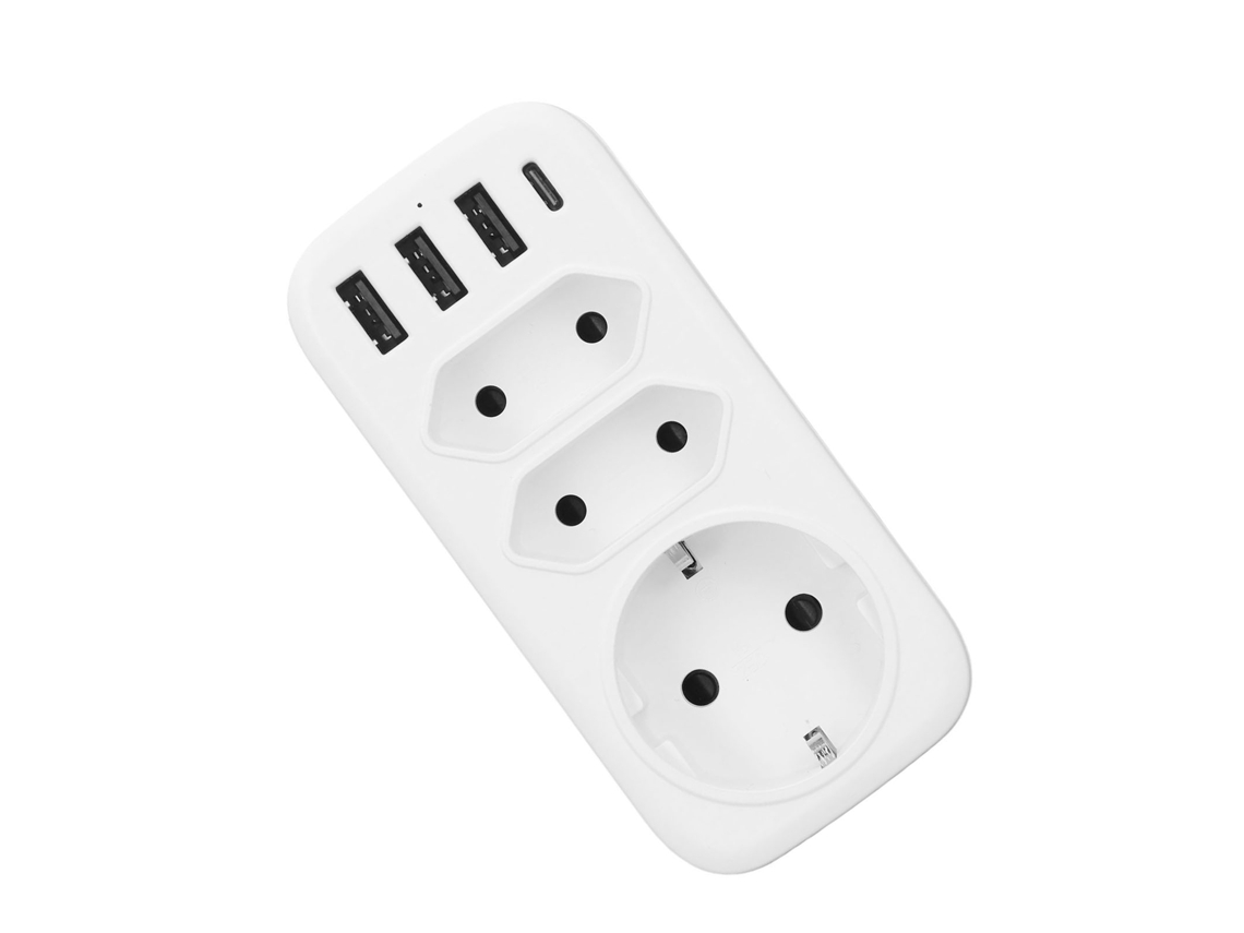 Adaptador De Tomada 7 Em 1 Com Usb E Type C