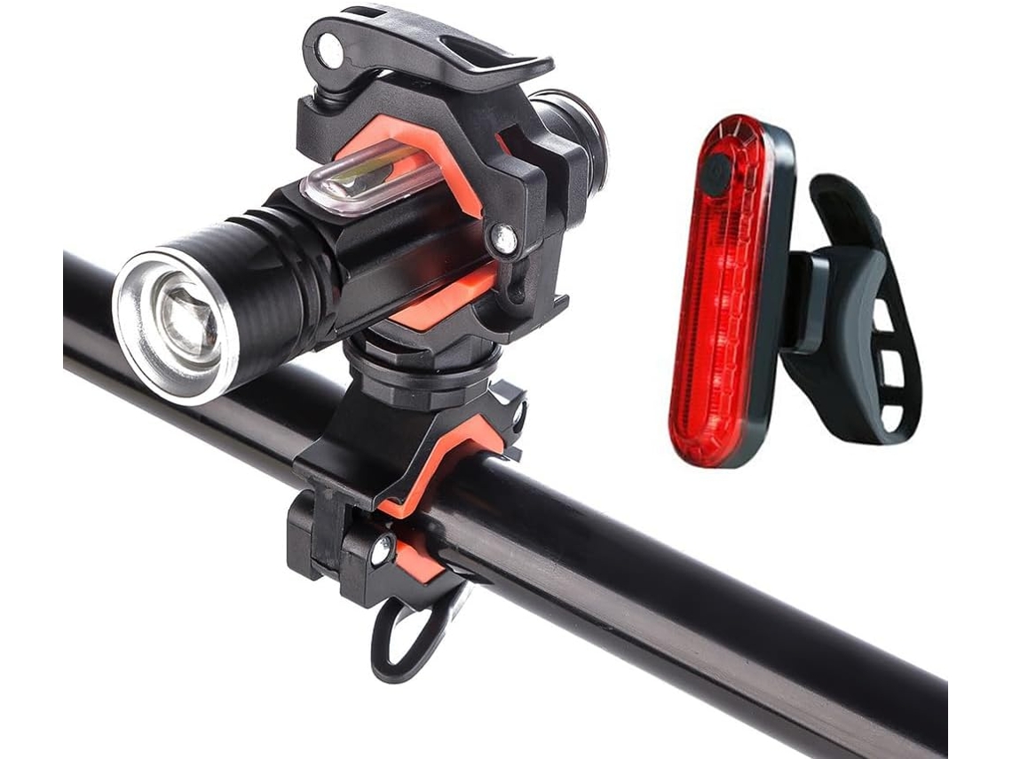Lanterna De Bicicleta Com Carregamento Usb, Rotação 360°, Conjunto