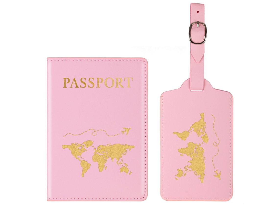 2 Porta, Passaportes, Etiqueta De Bagagem, Porta-passaporte E Conjunto Para Casais, Festa De Casamento, Lua De Mel, Viagem, Rosa, Rosa, Rosa
