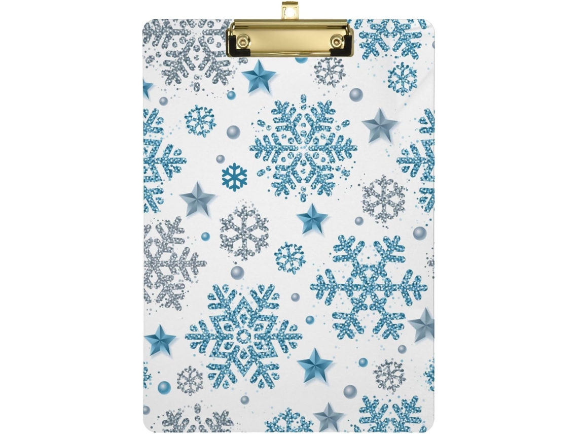 Prancheta de Acrílico Prateado com Motivo Natalino 31,8 X 22,9 0,3 Cm Durável Resistente