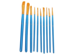 Conjunto de 10 pincéis de nylon azul perolado para aquarela e pintura a óleo - Pincéis pequenos para arte