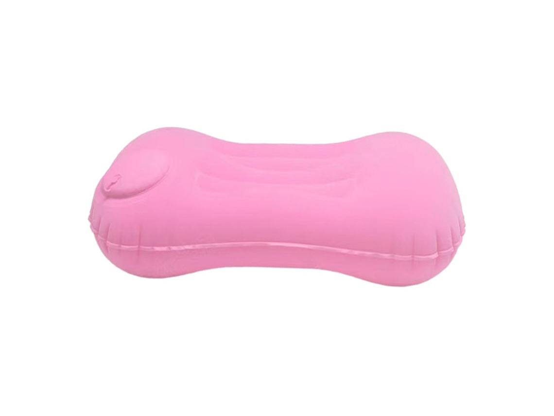 Travesseiro Inflável Camping Viagem Rosa Ultraleve