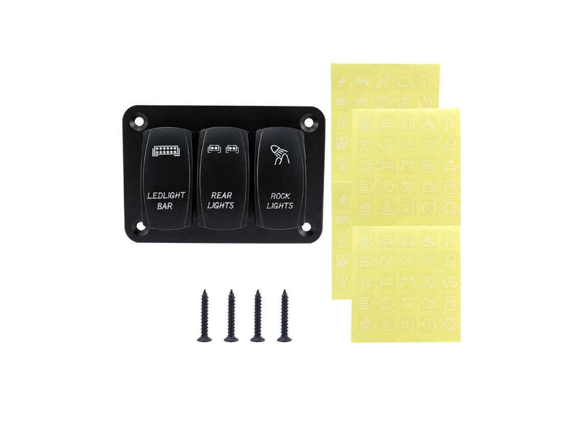 Painel de Chaves Seletoras de 3 Vias e 5 Pinos para Automóveis e Embarcações 12v/24v com Luz Indicadora Ideal para Autocara (toggle Switches)