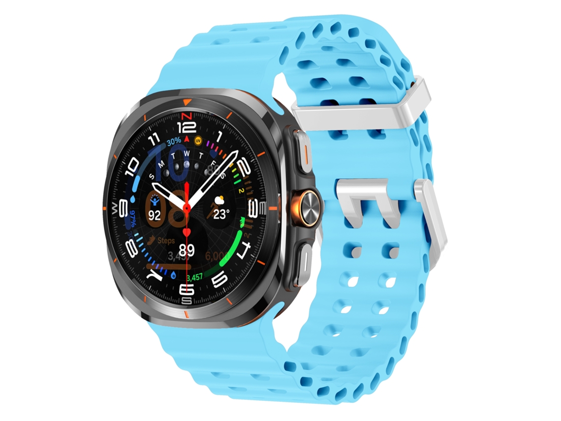 Pulseira Marine Para Samsung Galaxy Watch Ultra 2/1 47mm (2026/2025/2024), Silicone, Desportiva Azul Celeste Hexinyigjly