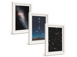Conjunto De Pinturas Galáxia Espacial, Constelação De Câncer Moldura Branca Quadros Para A Sala De Estar Espelharte (3 Peças 20x30 Cm)