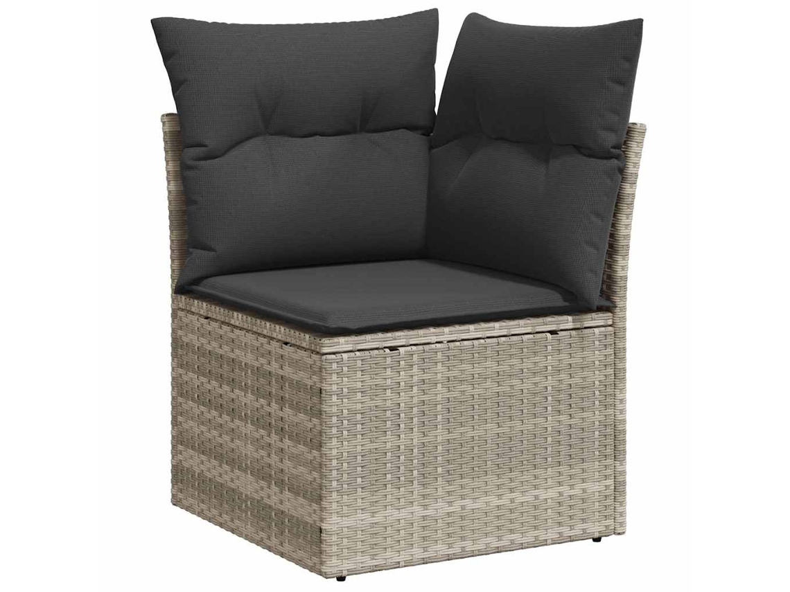 Maison Exclusive - Sofá De Canto Para Jardim Com Almofadões Vime Pe Cinzento Claro