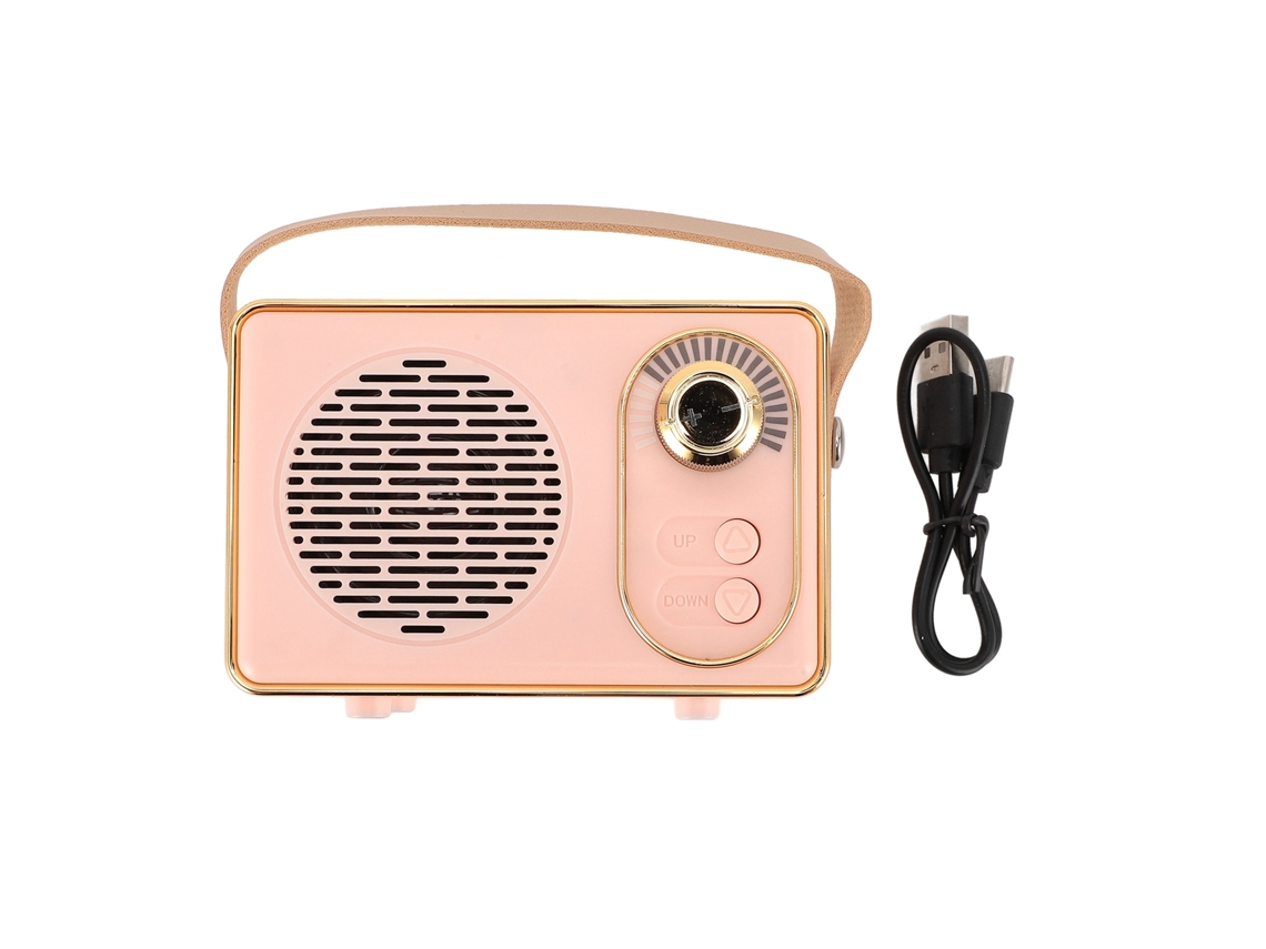 Altifalante Portátil Estilo Vintage Cute Som Estéreo Sem Fio 500mah Retro Bt Para Mesa E Quarto Rosa