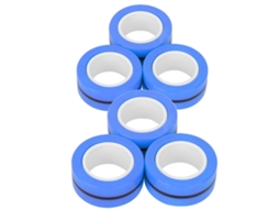 Mali 6pcs Anéis Magnéticos Brinquedo Anti estresse para Crianças Adultos Azul