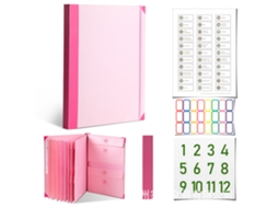 Incase I Go Missing Manila Accordion File Folder, 5cm Thick, A4 Pink, With Large Label Stickers And 2-adhesive