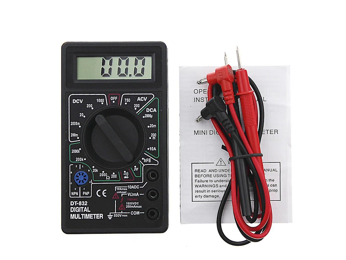 Multímetro Digital Profissional Dt832 Lcd Para Voltímetro Ca Cc E Amperímetro, Testador De Ohms Slowmoose (preto)