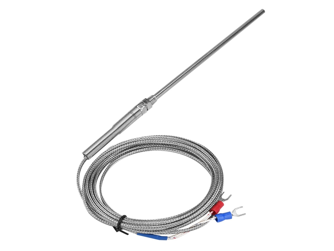 Yuru sonda de Termopar Tipo K Sensor de Temperatura Fio 3m 0 400℃ Rosca M8 150mm
