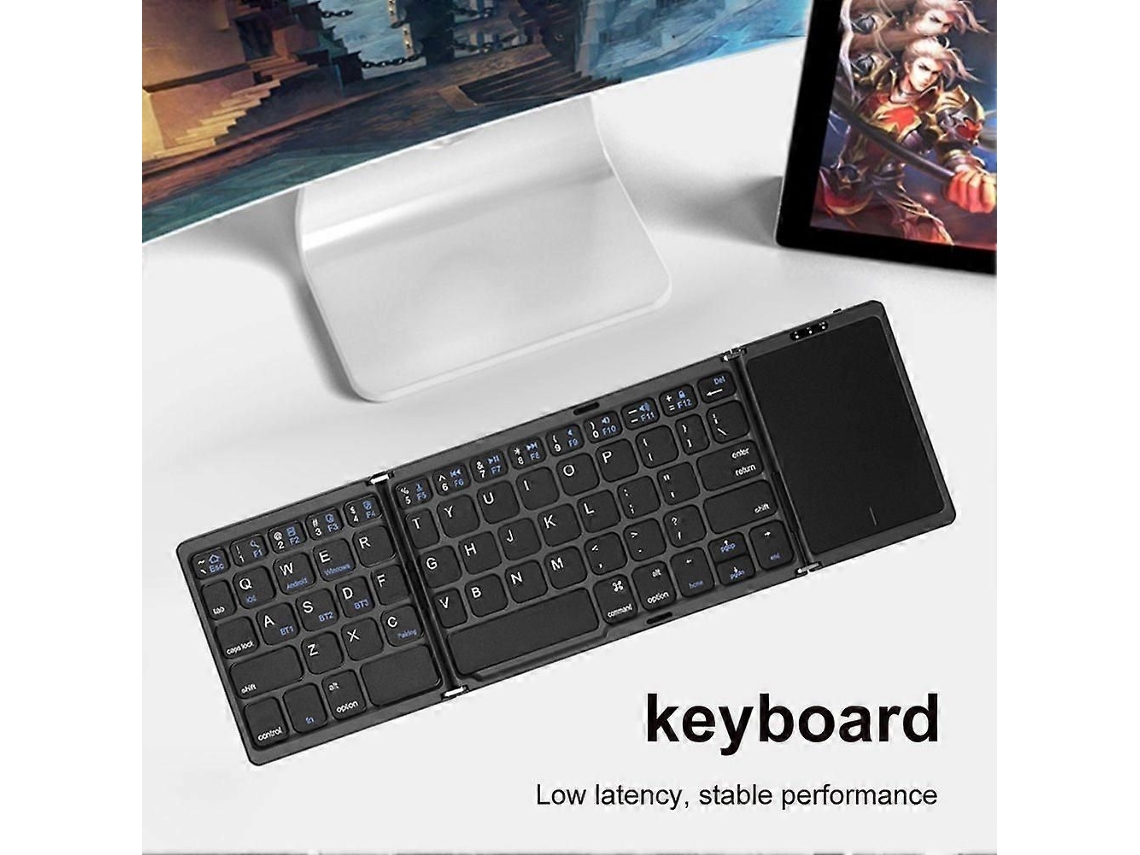 Teclado Bluetooth Portátil Mini Dobrável B089t com 64 Teclas, Touchpad Sem Fio, Compatível com Ios, Android, Ipad, Tablets e Celulares. TAISHENGDA