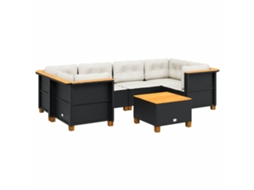 Maison Exclusive - 7 Pcs Conjunto De Sofás P/ Jardim C/ Almofadões Vime Pe Preto