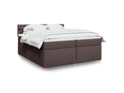 Vidaxl Cama Com Molas/colchão 200x200 Cm Tecido Castanho-escuro