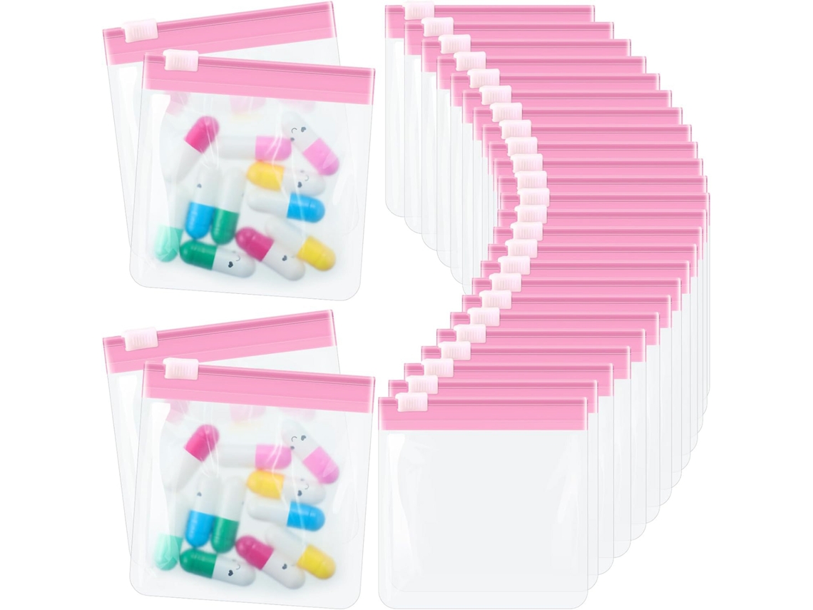 Sacos Reutilizáveis Eifson 35 Peças Fecho Slider Sem Bpa Para Organização (rosa)