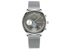 Relógio masculino MDUG elegante, com calendário, pulseira de aço e movimento de 6 ponteiros, preto