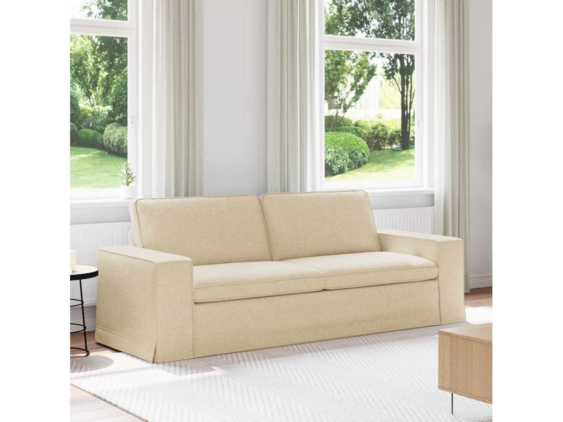 Vidaxl Sofá Creme 222 X 80 X 82 Cm Tecido