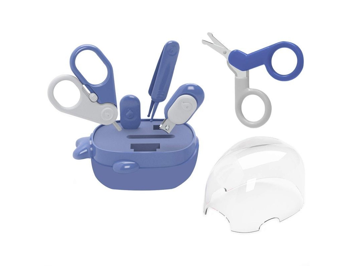 Kit de Cuidado com Unhas para Bebê 5 em 1 com Estojo Baleia, Manicure e Pedicure para Recém nascido