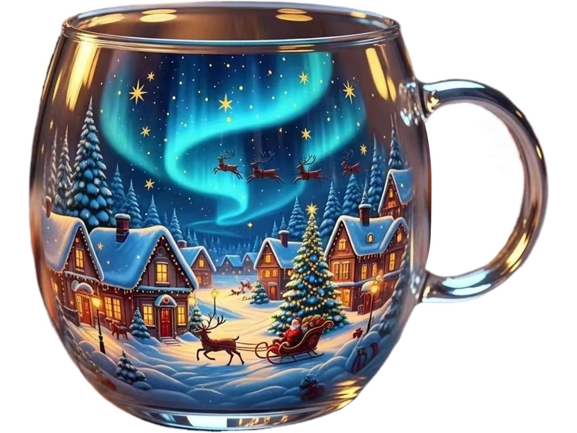 Canecas Natalinas Genéricas Caneca Festiva Pintada À Mão, Divertida E Charmosa, De 300ml, Ideal Pa Gokoco
