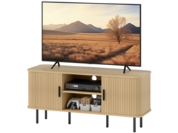 Mesa de TV 2 Portas Deslizantes Cestão, 2 Prateleiras Abertas, 55 polegadas, Carvalho (120x40x55 Cm) | S/MARCA