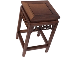 Suporte para plantas em tom marrom Madeira, pedestal de chão, toque elegante, ideal para sala de estar e varanda.