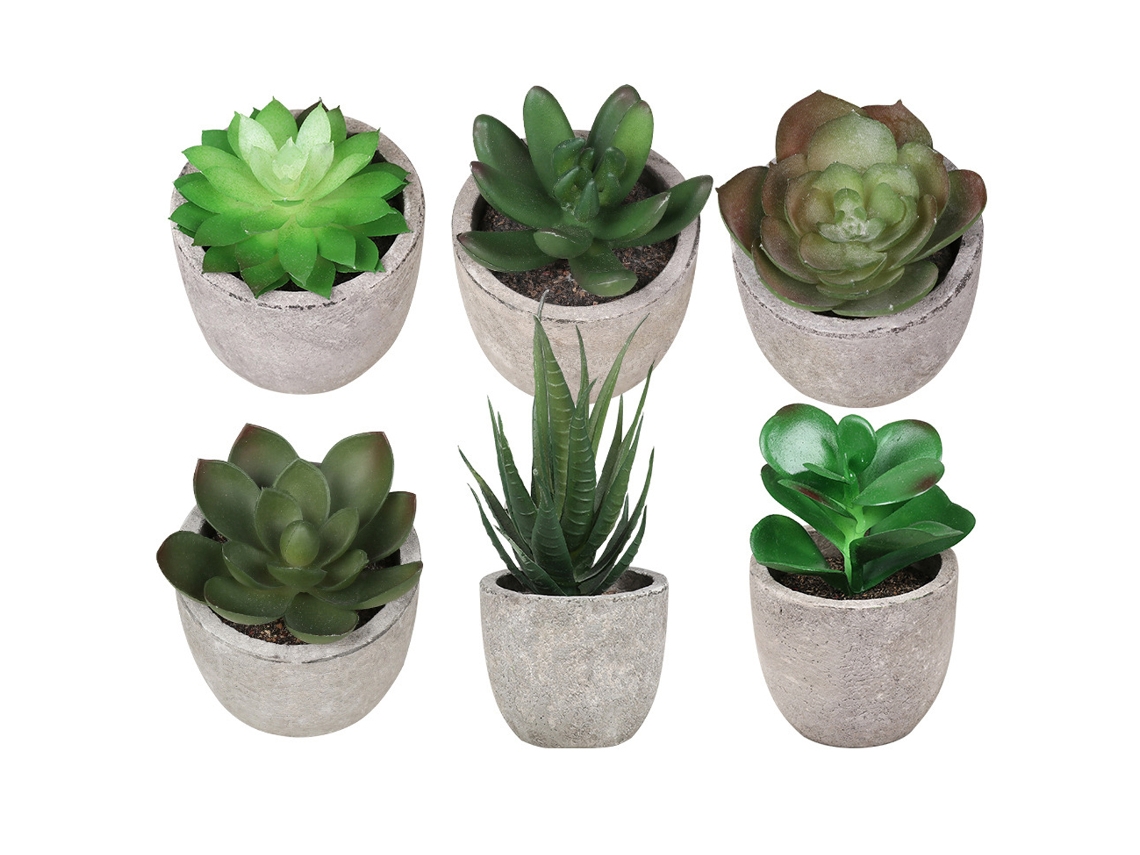 Bacia Cerâmica Branca Com Suculenta Artificial Para Decoração De Escritório, Casa, Quarto E Mesa