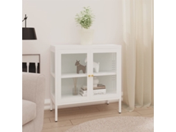 Vidaxl Aparador 70x35x70 Cm Vidro E Aço Branco