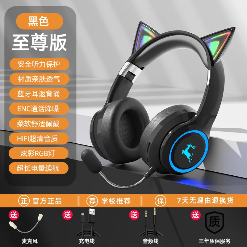 (preto) Fone De Ouvido Incrível Com Função De Leitura Traseira E Bluetooth.