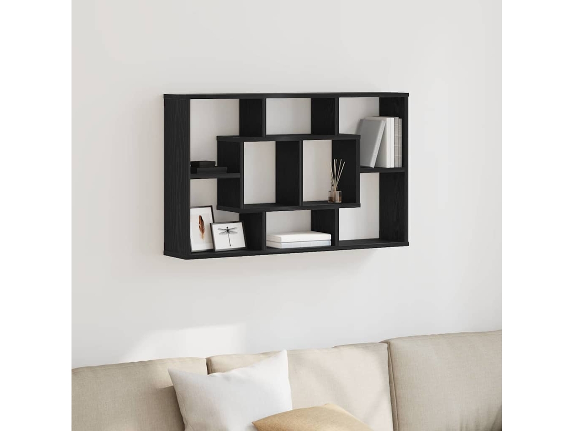 Vidaxl Prateleira De Parede Carvalho Preto 85 X 16 X 52,5 Cm