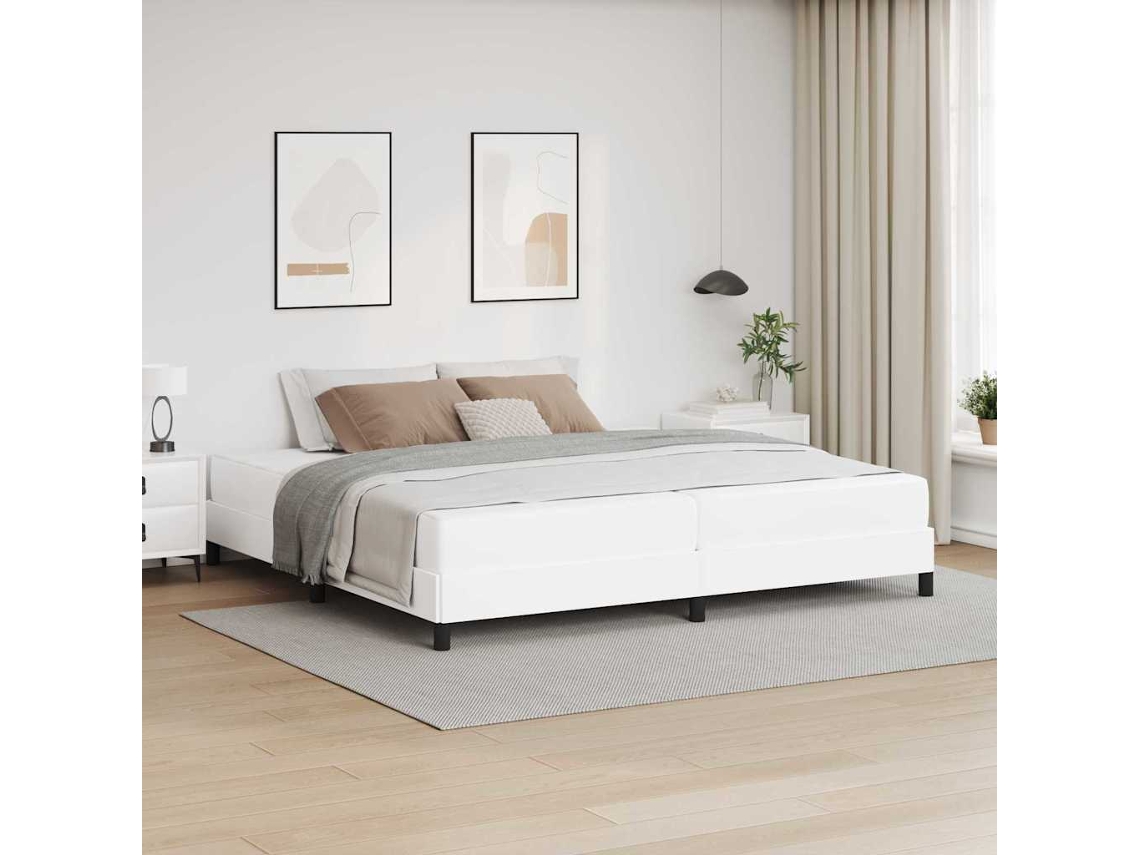 Vidaxl Estrutura Da Cama Com Colchão Branco Puro 200 X 200 Cm Tecido