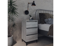 Vidaxl Mesa De Cabeceira C/ Pernas De Metal 40x35x69 Cm Sonoma Cinza