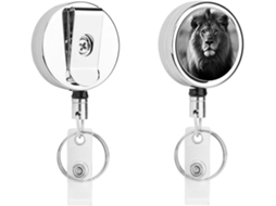 Suporte retrátil para Crachá com clipe de madeira africana preta e branca, suporte para Crachá de enfermeira Jacaré