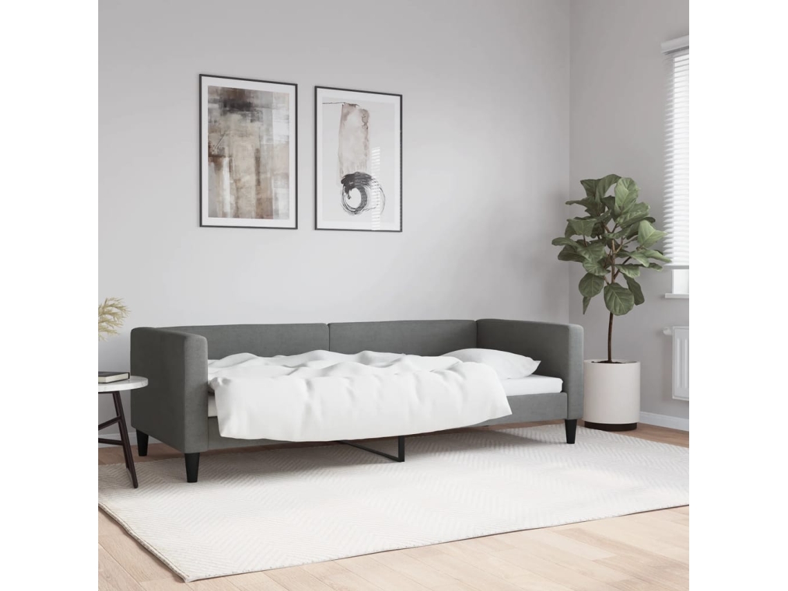 Vidaxl Sofá-cama 80x200 Cm Tecido Cinzento-escuro