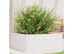 Vidaxl Vaso/floreira De Jardim 60x60x23 Cm Madeira Pinho Maciça Branco