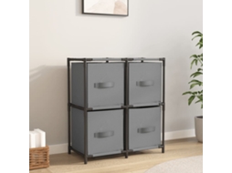 Vidaxl Armário De Arrumação Com 4 Cestos Tecido 63x30x71 Cm Aço Cinza