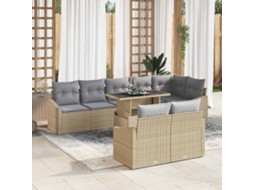 Vidaxl Conjunto De Sofá De Jardim 9 Unid. Bege E Cinza Claro
