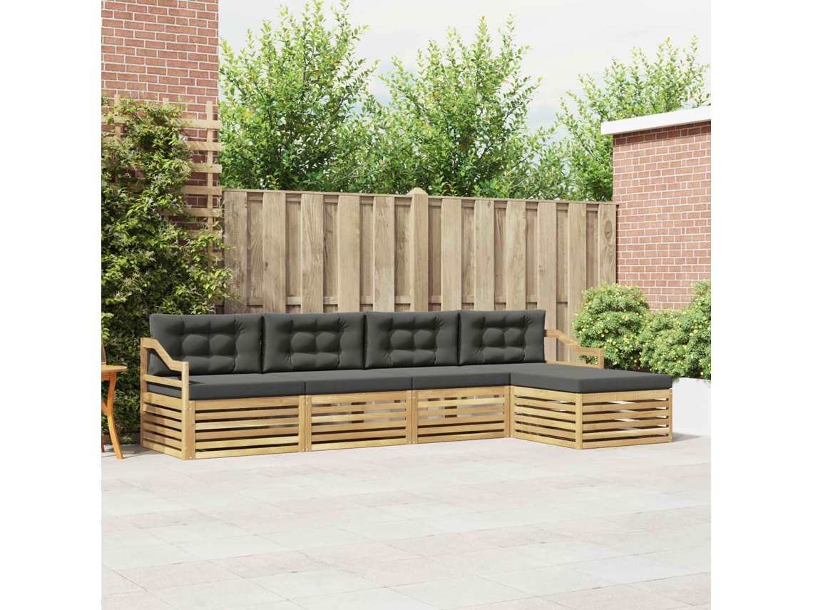 Vidaxl Conjunto De Sofás Para Exterior 5 Unid. Branco E Antracite