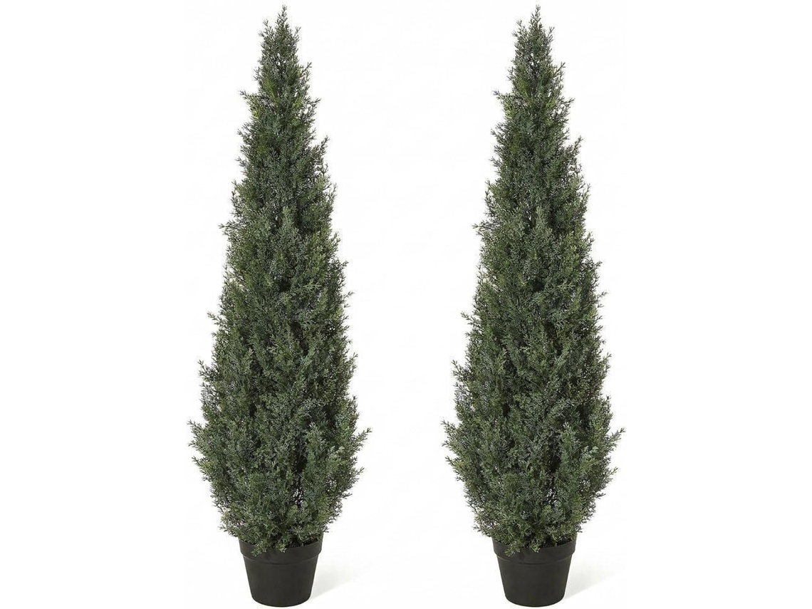 Garveehome Árvore De Cipreste Artificial 120cm Verde Com Vaso Resistente Uv