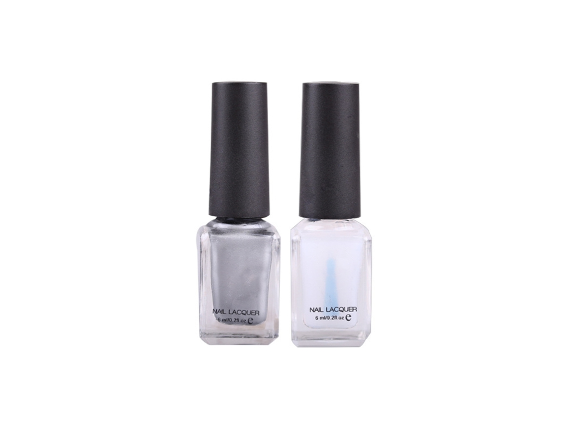 Esmalte De Uñas Mirror Com Base E Top Coat Transparente Prata Para Arte E Decoração De Uñas
