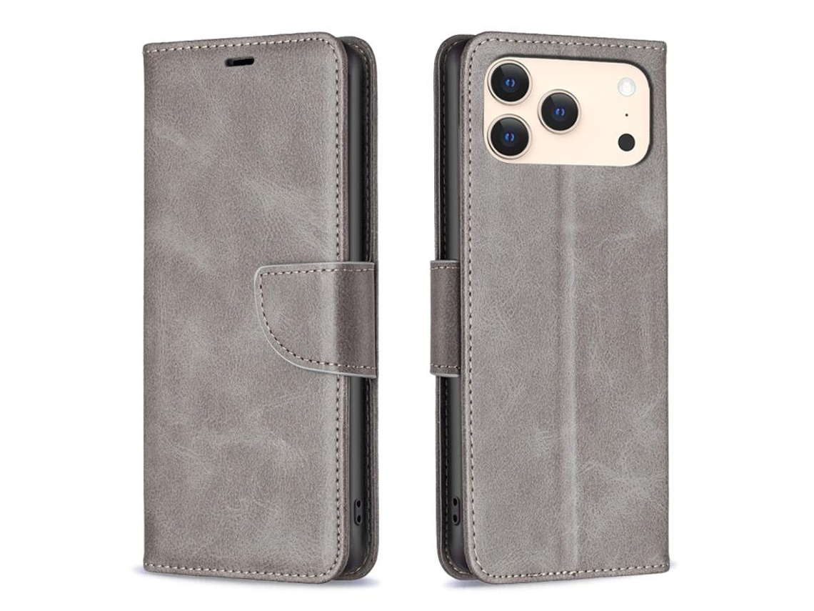 Capa De Couro Para Iphone 17 Pro Max - Cor Pura Com Textura De Pele De Cordeiro