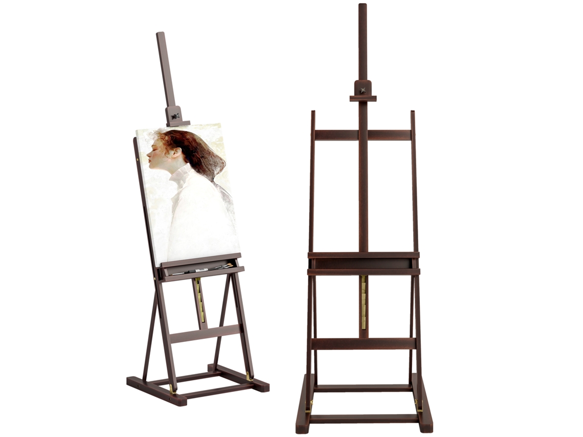 Cavalete De Madeira Com Altura Ajustável: 171-230cm. Cavalete De Pintura Com Compartimento Ajustável,inclinação Ajustável De 80°no Máximo. Marrom-pt