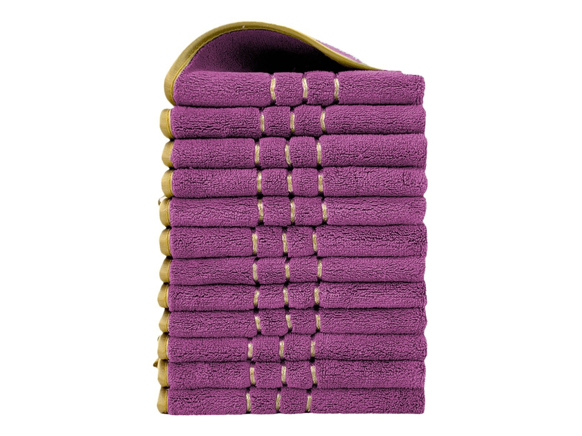 Conjunto de 12 Peças Toalhas de Mão em Fleece Coral, Macias e Absorventes,roxo,34x34cm GERTIZ