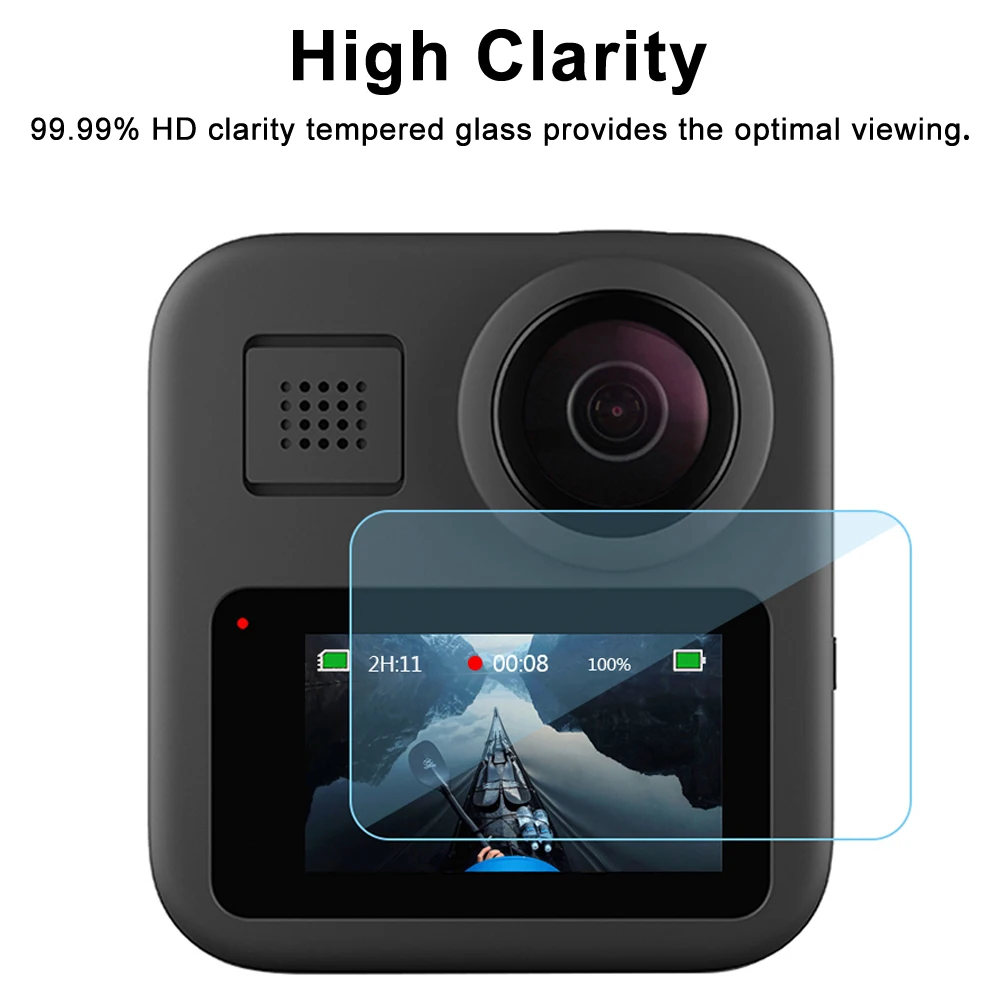 Película Protetora De Tela Vidro Temperado, Anti-estilhaçamento E Resistente A Arcos Para Gopro Max 2 360 (5 Unidades)-aquaforge